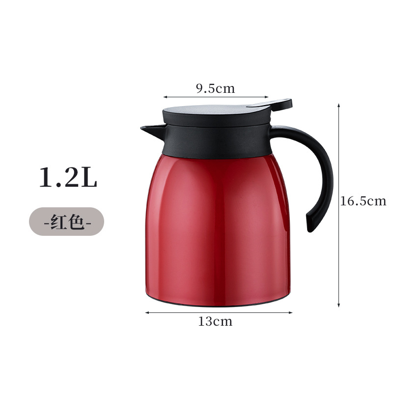 กาน้ำชาสแตนเลสสตีล 304 สุญญากาศสีแดง ขนาด 1.2 ลิตร พร้อมที่กรองชา
