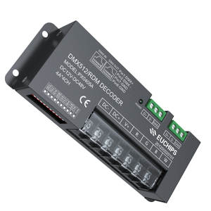 Euchips DMX RGBW Decodificador Controlador LED Ajustable RDM 4CH DC 12V 24V 5A 12V Controlador de Iluminación de Entrada y Salida de 48V - Product Image 3