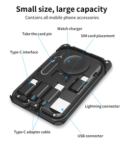 Juego de cables multifunción Kit de cables de carga rápida Tipo-C Juego de cables de USB-C Cargador inalámbrico con cargador de reloj Pin y ranura para tarjeta Sim