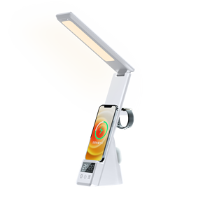 Multifunctional Alarm Clock Digital Clock 5in1 <strong>Charging</strong> Station Adjustable Modern LED Desk Table <strong>Lamp</strong> with Wireless <strong>Charging</strong> - Product Image 2