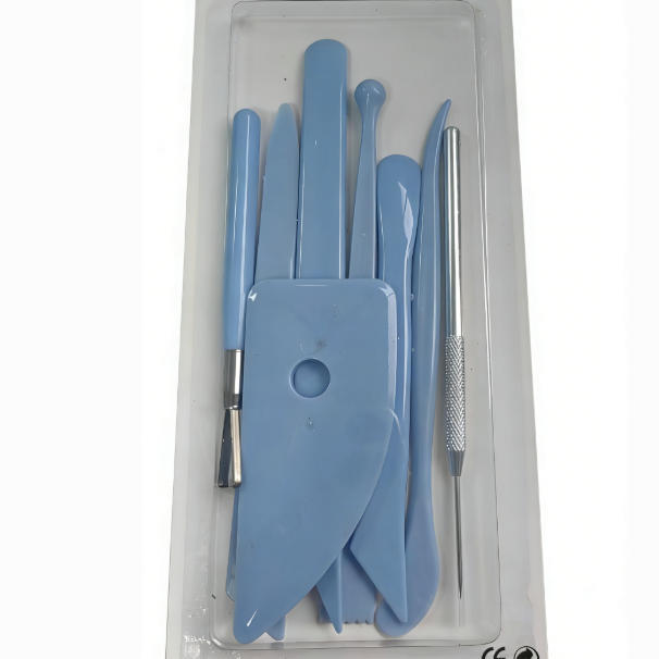 ชุดดินน้ำมันพลาสติก 8 ชิ้น รุ่น Kw-t-157 - สีฟ้า - บรรจุในบลิสเตอร์การ์ด