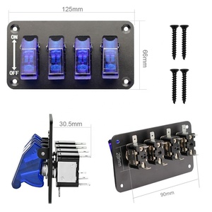 12V Rocker <strong>Switch</strong> Panel with LED Light Flip Cover Heavy-Duty ON/Off <strong>Switch</strong> Plate 3-Pin SPST 3-Gang Toggle <strong>Switch</strong> - Product Image 2