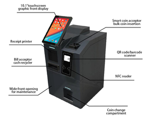 Quiosco de máquina ATM con software para restaurante de 10,1 pulgadas y 15,6 pulgadas, quioscos de pago POS con dispensador de efectivo, escáner de código QR - Product Image 5