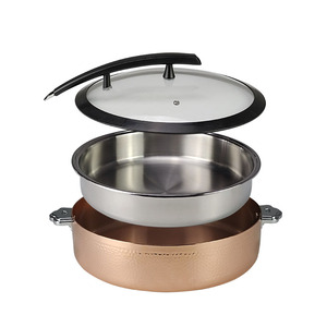 Chất lượng tốt 304 thép không gỉ chaffing món ăn sưởi ấm nồi thực phẩm ấm hơn Rose Vàng búa tự chọn bếp với kính nắp - Product Image 6