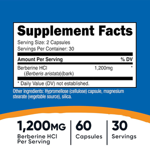 Oem ODM nhãn hiệu riêng 1200mg berberine HCI Viên nang bổ sung cho lượng đường trong máu hỗ trợ <span class=keywords><strong>Cholesterol</strong></span> & sức khỏe tim 60 đếm - Product Image 2