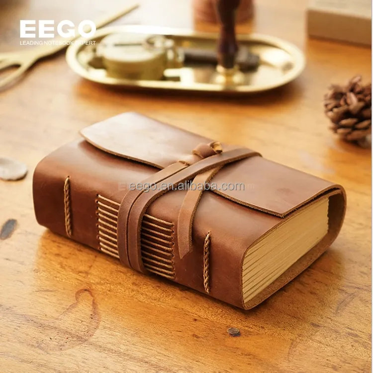 Leather Vintage Journal Best Selling Products Private Label Luxury Carved Notebook with Strap
