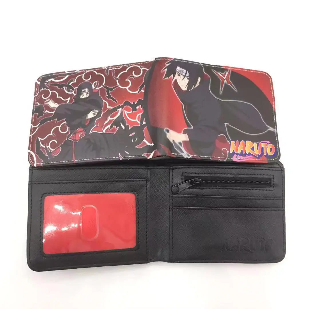 80 تصميم أنيمي أوزوماكي نينجا أكاتسوكي محفظة قصيرة PU محافظ حاملة للبطاقات مع حقيبة بسحاب محفظة كهدية
