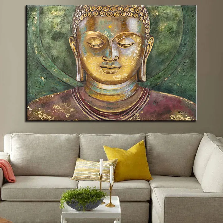 Retro religione buddismo Buddha statua in bronzo marrone immagini di arte della parete e Poster stampa su tela per la decorazione della casa del tempio e della stanza