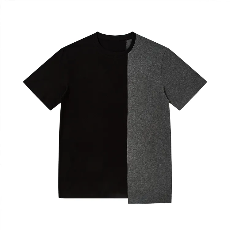 高品質カスタムブランク半袖ジャージーパッチワークTシャツデザインTシャツ綿100% 男性用Tシャツ