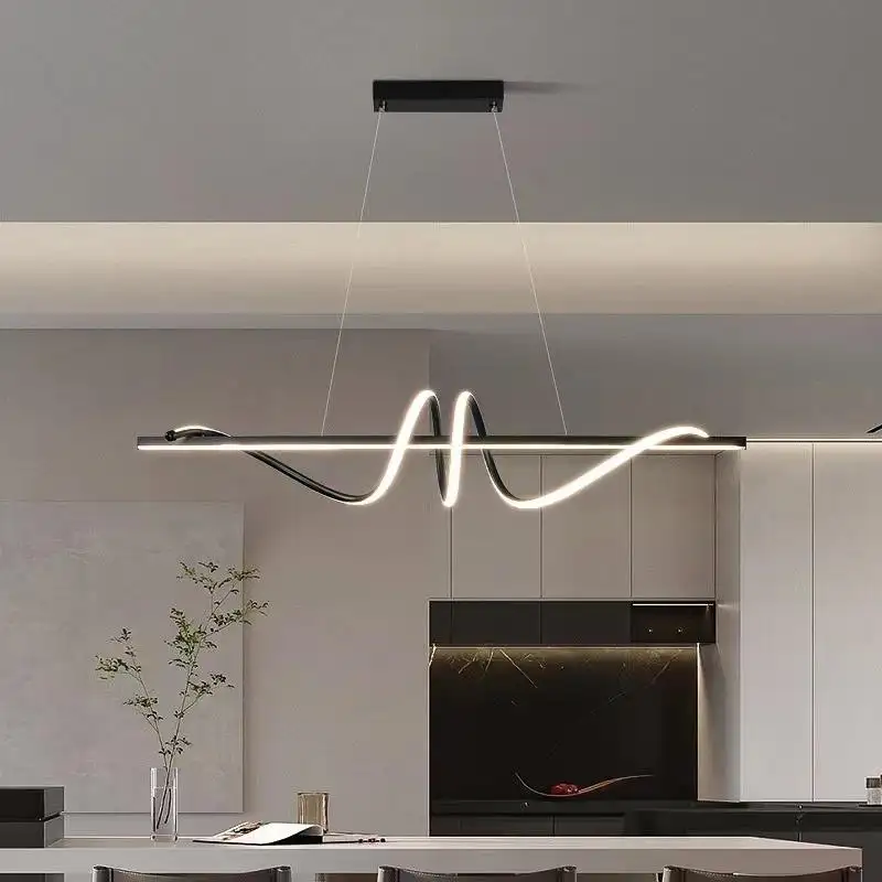 Lámparas colgantes de lujo doradas, techo Led lineal suspendido, decoración del hogar, candelabros modernos, luz colgante para Isla de cocina