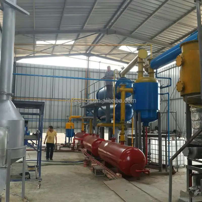 Machine complète de pyrolyse d'extraction d'huile de pneu de rebut de ligne pour le pétrole brut et le diesel