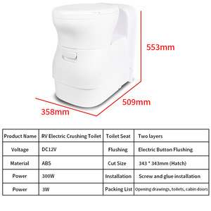Heyrv DC12V 300W Camper <span class=keywords><strong>RV</strong></span> Nhà Vệ Sinh Di Động Caravan Cassette Nhà Vệ Sinh Với Hatch & Điện Macerating - Product Image 5