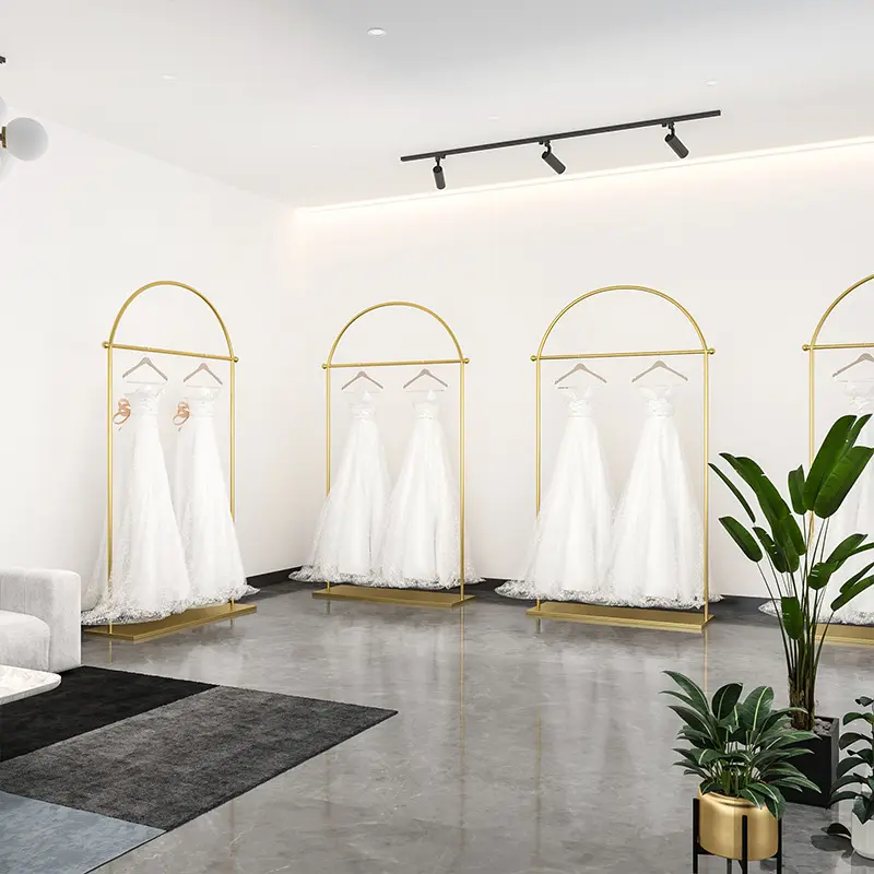 Bom Preço Roupa Feita Sob Encomenda Loja de Vestidos de Casamento Vestido de Noiva Boutique Rack Carrinho de Exposição