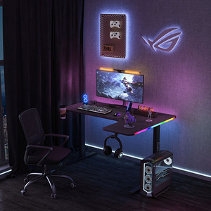 Игровой стол с розеткой светодиодный L-образный компьютерный стол - Product Image 3