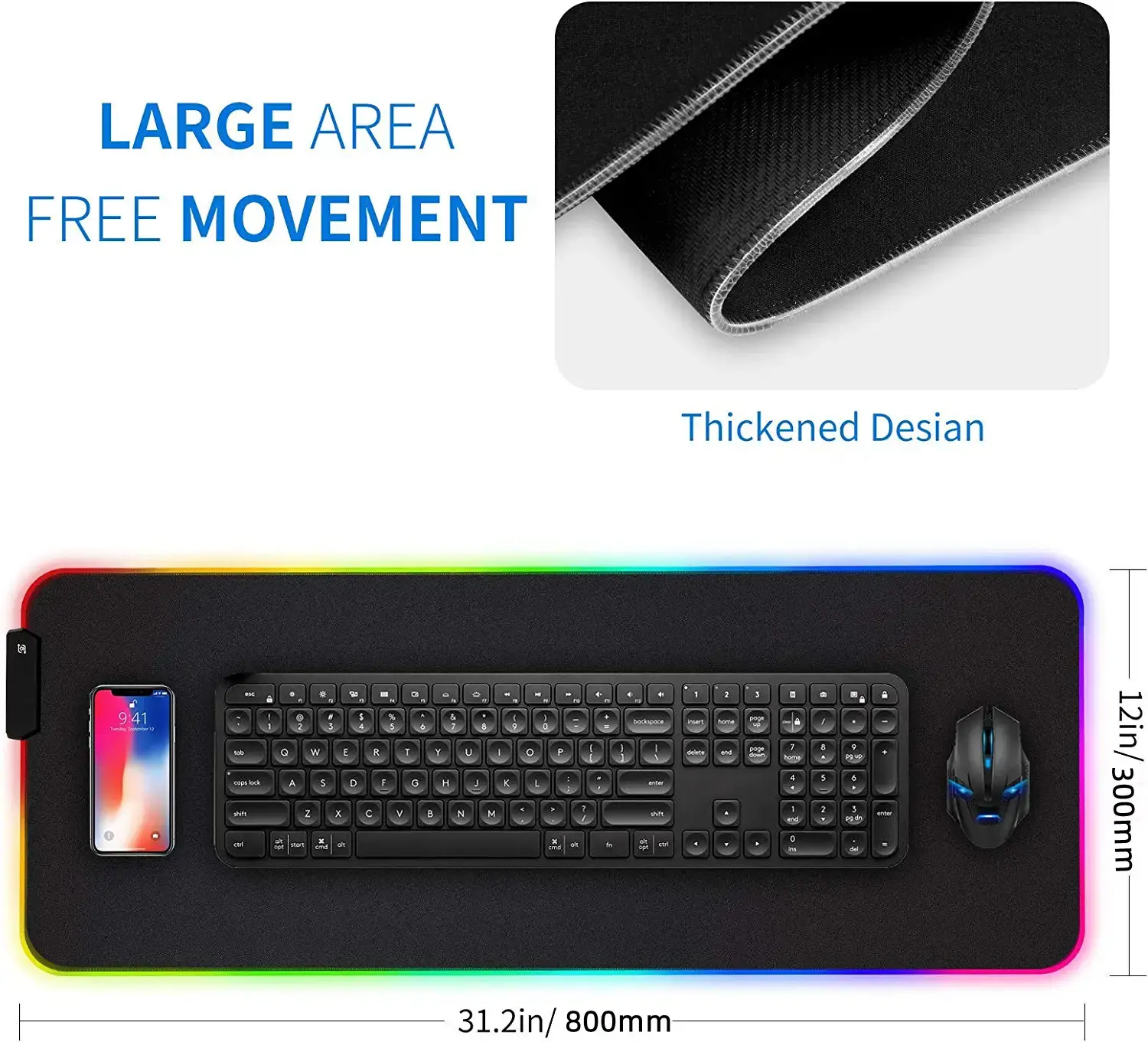 Luz led tapete de mesa xxl computador mousepad, mouse pad gaming, teclado