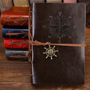 Retro Traveler's <strong>Notebook</strong> and Journal Diary Planner Note Book PU Leather Pirate Anchors Spiral Journal <strong>Notebooks</strong> Stationery Gift - Product Image 2