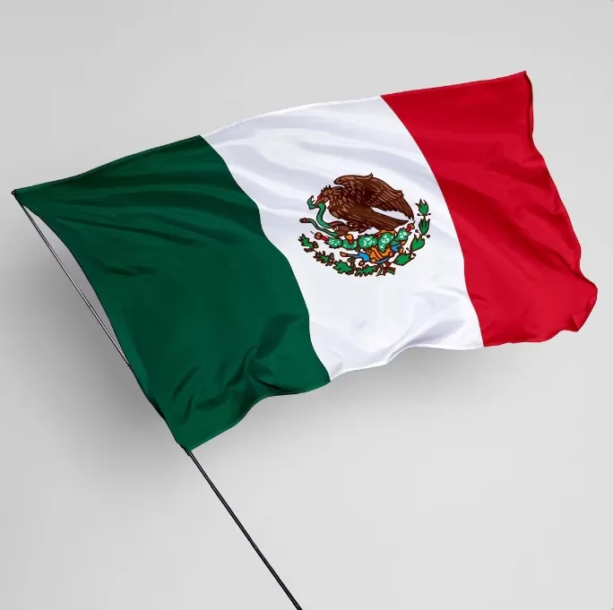 Venta al por mayor Bandera de México Poliéster Bandera de todos los países 3x5FT Bandera mexicana
