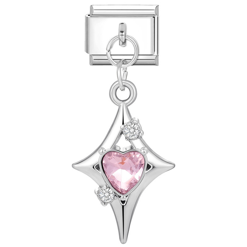 YWXH-31 - Fond en acier - Diamant rose - Étoile à quatre branches