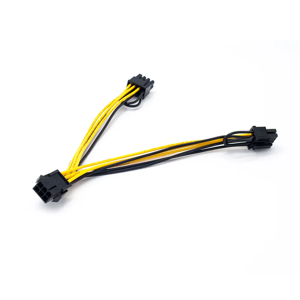 PCI-E 6 pinos para Dual 6 + 2 pinos (6 pinos/8 pinos) Cabo divisor de alimentação Placa gráfica PCIE PCI Express 6Pin para Dual 8Pin Cabo de alimentação