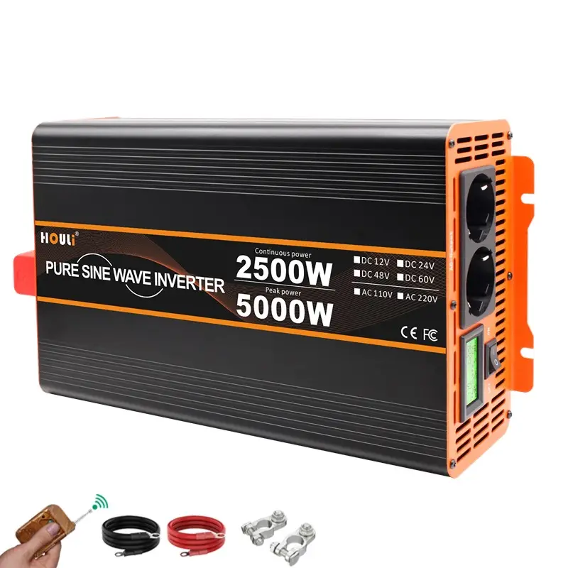 HOULI solar inverter inverters converters off grid 5kw 24v 220v 5000w 12v 230v power inverter pure sine wave