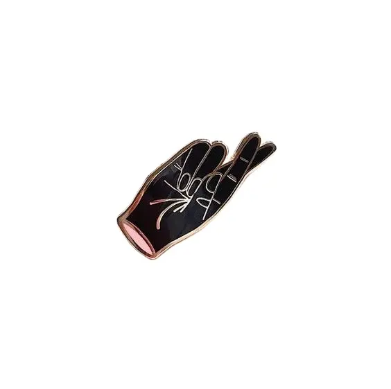 Cross the Finger Metal Gold Hard Enamel Gesture Hand Signal Pins Customized Enamel Lapel Pin Badge Souvenir Metal Emblems Badge