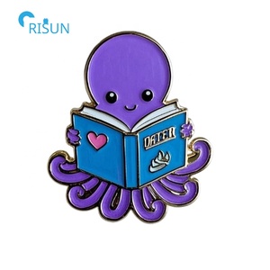 Üretici sevimli deniz hayvan mürekkepbalığı kalamar ahtapot sert yumuşak emaye yaka iğnesi rozetleri broşlar özel ahtapot emaye Pin - Product Image 4