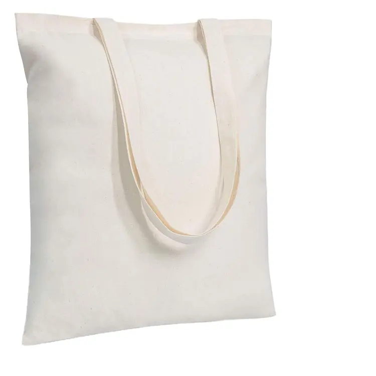環境にやさしいカスタマイズロゴホワイトブランク軽量ミディアム再利用可能なコットンキャンバストートショッピングバッグ