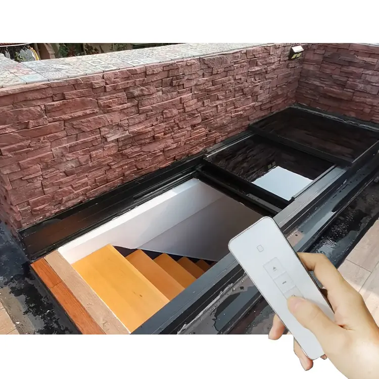 نوافذ سقف كهربائية من الألومنيوم عالية الغلق قابلة للسقف من النوع الانزلاقي مناور أوتوماتيكية للوصول إلى الدرج والسقف