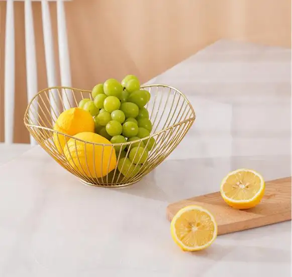 Cesta de ferro para armazenamento de frutas, tigela de metal durável para ovos, lanches, pão, mesa de jantar, cesto de armazenamento de cosméticos para ambientes internos, atacado