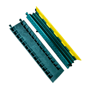 <strong>Yellow</strong>-Black Speed Bump Road Protector Traffic Safety Cable <strong>Ramp</strong> with PVC Cover Rubber Base for Wire &amp; Hose Breaker Length - Product Image 1