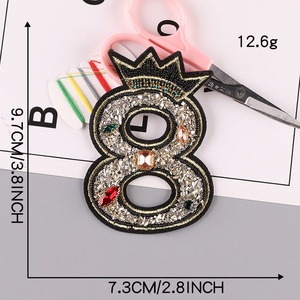 2024工厂库存刺绣热转印贴片铁上号码亮片贴片刺绣 - Product Image 6