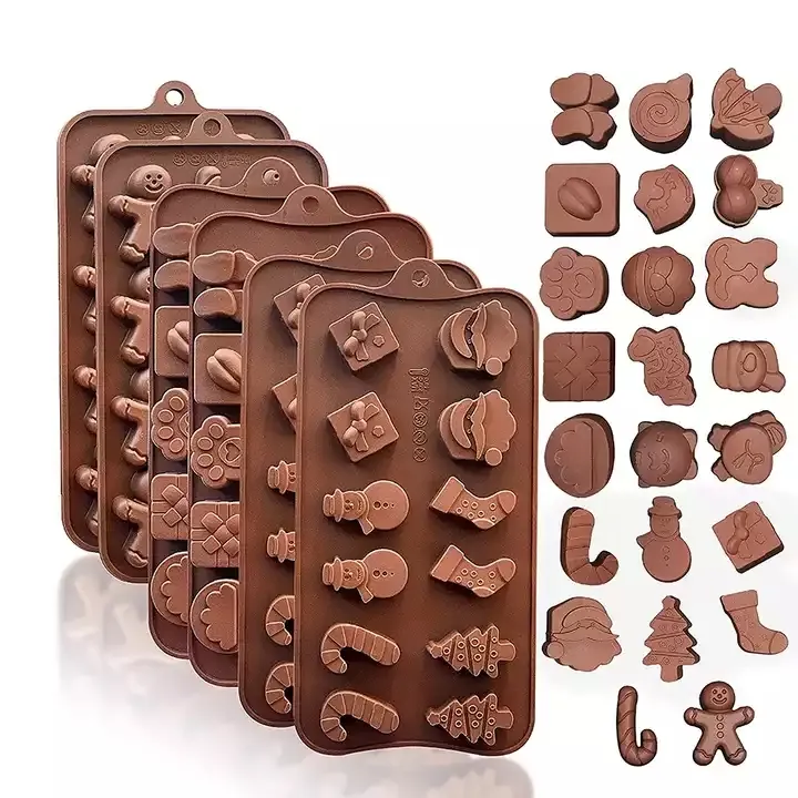 TX Weihnachts form Design 3D Cookie Shaping Dekorieren Santa Silikon DIY Kuchen Schokoladen formen