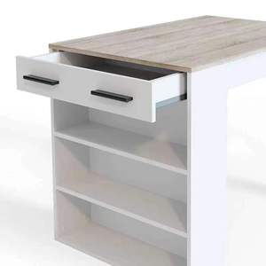木质吧台带搁板木质大尺寸餐桌带抽屉厨房餐桌 - Product Image 3