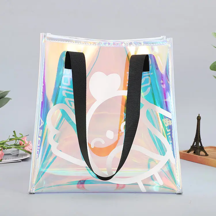 Hersteller direkt Farbe drei dimensionale Tasche transparenten Kunststoff mit Logo PVC Einkaufstasche