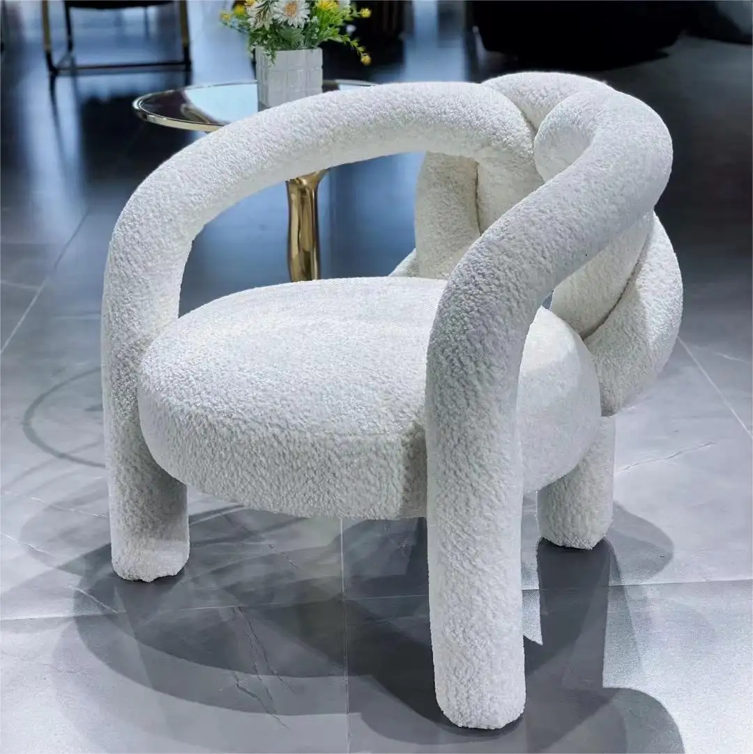 Nuovo arrivo mobili di design sedie da soggiorno moderno bianco tessuto bouclé poltrone accento sedie a sdraio