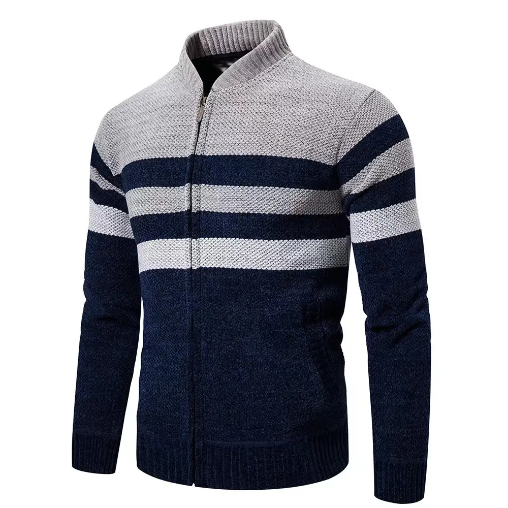 Pull en tricot à fermeture éclair pour homme, gilet chaud, bon marché