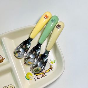 Cartoon Muster Kinder Baby Besteck Set Großhandel <span class=keywords><strong>Custom</strong></span> Edelstahl Babynahrung Löffel Gabel Besteck Set Mit ABS Griff