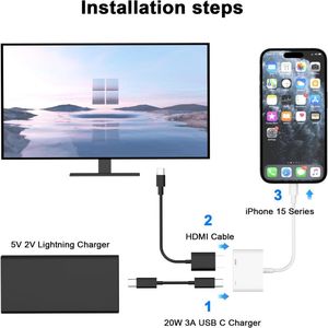 适用于iPhone 15至电视的USB C至高清电视适配器，适用于iPhone 15的C型数字影音适配器4k同步屏幕连接器电缆 - Product Image 3
