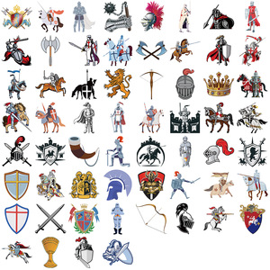 50 adet ortaçağ şövalye vintage orta yaş savaşçı sticker - Product Image 3