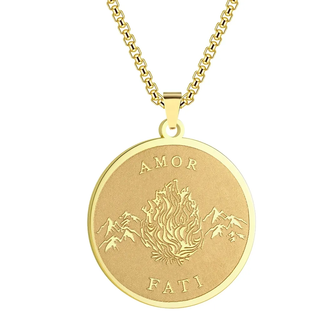 Collier Simple fait à la main en acier inoxydable Amor Fati Stoic pendentif pour hommes Memento Mori Choker anniversaire bijoux cadeau