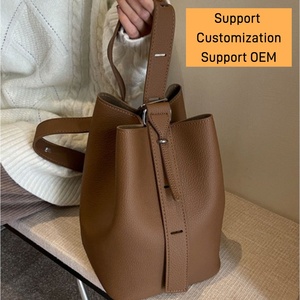 Custom Manufacturer Bulk Ladies Fashion Vintage PU Large 2 Pieces Set Bucket Shoulder Bag Handbag and <strong>Pouch</strong> - Product Image 2