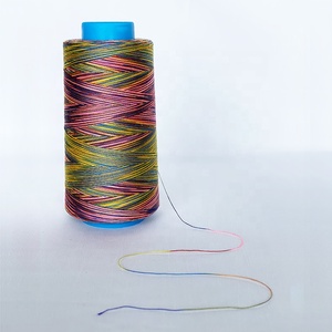 Precio de fábrica 402 en Stock, hilo de coser de poliéster hilado 100% teñido de arcoíris multicolor personalizado - Product Image 1