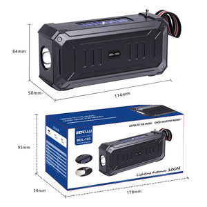 Multi funzione doppio pannello solare carica alimentato 5W mini altoparlante radio portatile all'aperto con forte torcia a led - Product Image 5