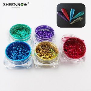 SheenbowカラーFOILSディッピングPOWDERクロマチックメタリックマニキュア溶剤メタリックパウダーフレーク箔