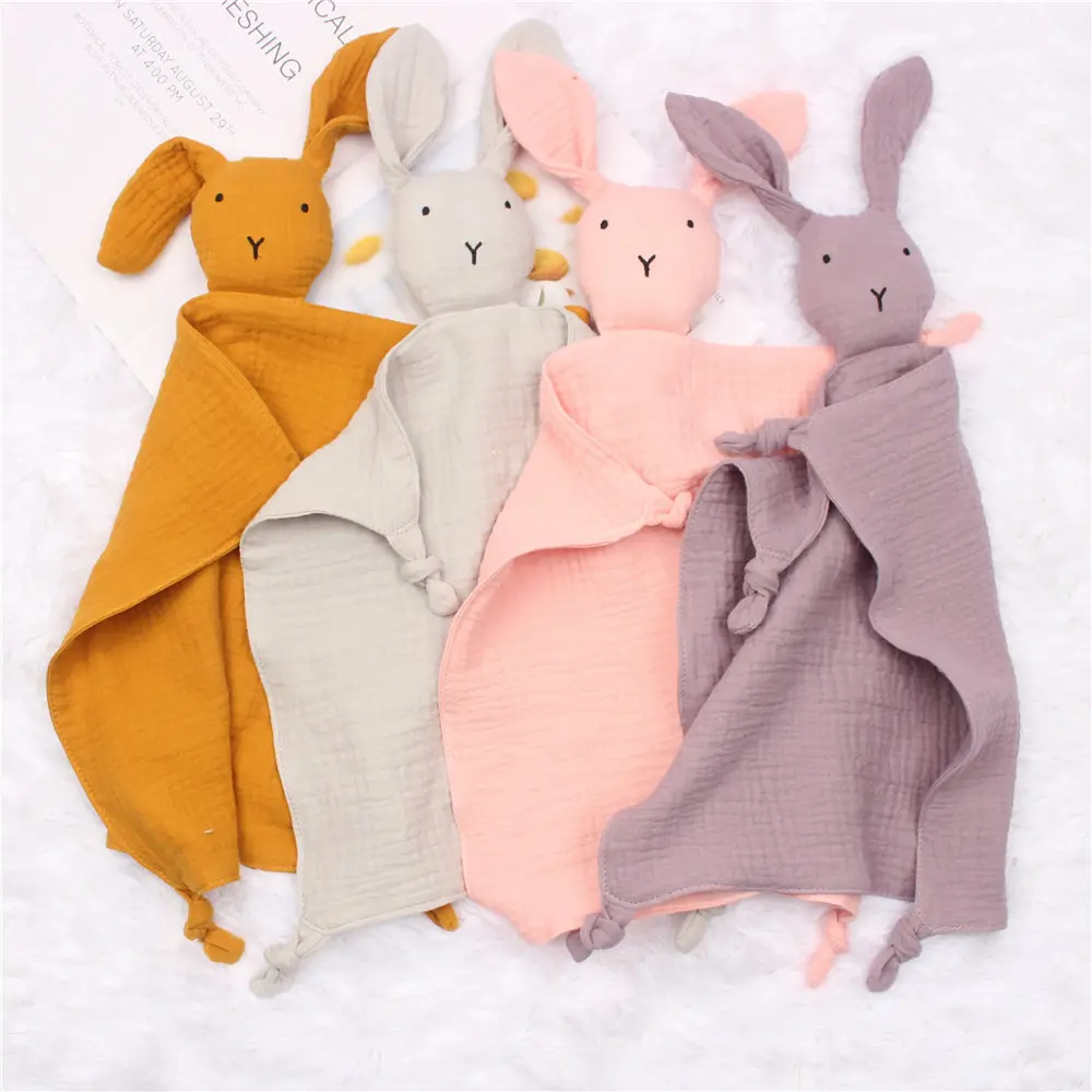 Baby Animal Bunny Blanket Lovely super soft 100% Organic Cotton Muslin Baby Comforter towel