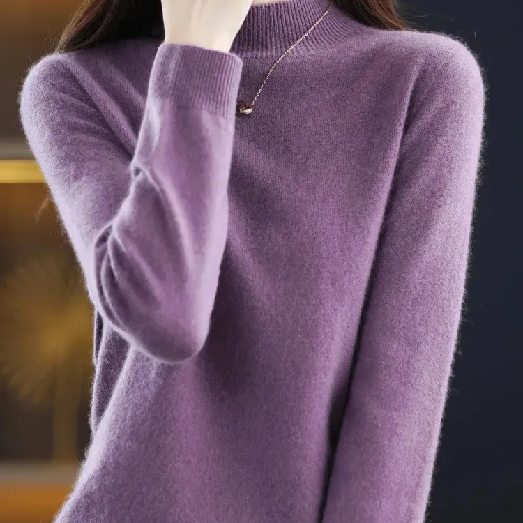 Maglione invernale a collo alto da donna per tenere al caldo pullover in maglia foderata in pile di velluto maglia Slim top