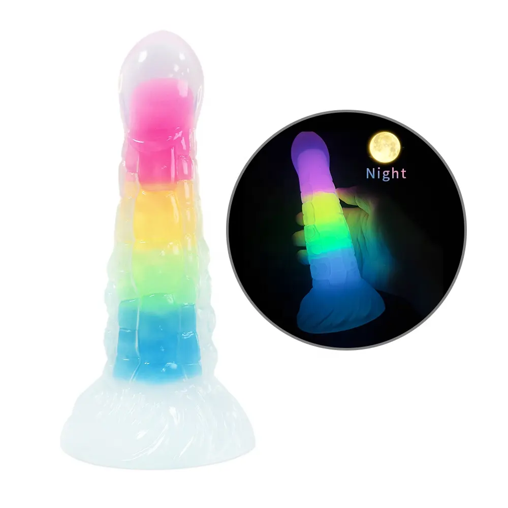 Gode réaliste XXL phosphorescent pour hommes femmes jouet sexuel de pénis en Silicone coloré doux arc-en-ciel lueur gode jouet sexuel