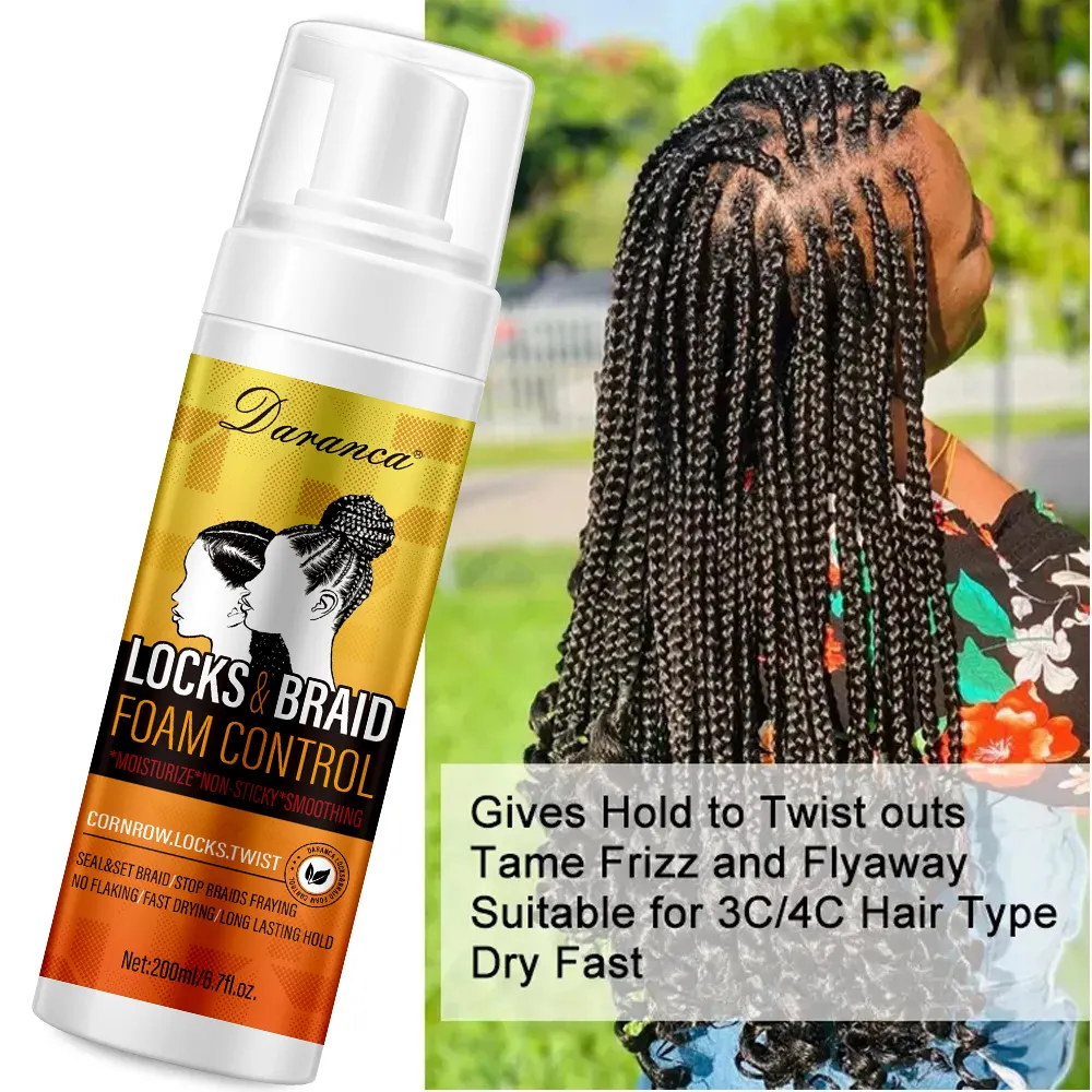 Tùy chỉnh thiết lập tóc mousse cho bện niêm phong hộp Bím Tóc cornrows mousse cho phụ nữ da Đen nhãn hiệu riêng kiểm soát Frizz Braid bọt