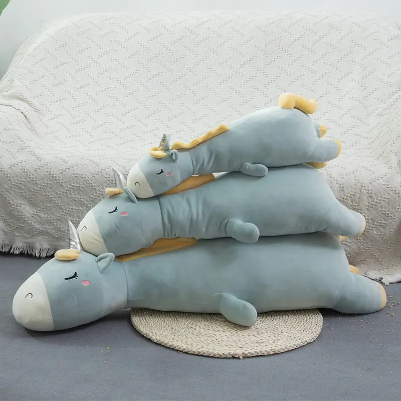 Travesseiro de pelúcia para crianças, travesseiro de unicórnio personalizado para animais de pelúcia, brinquedo fofinho de venda quente CE/ASTM 2024, decoração de quarto
