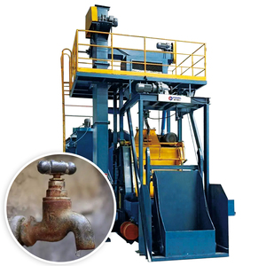 Rubber Crawler Shot Blasting <strong>Machine</strong> with Automatic <strong>Loading</strong> <strong>and</strong> <strong>Unloading</strong> Line for Faucet <strong>and</strong> Bolt Cleaning - Product Image 1